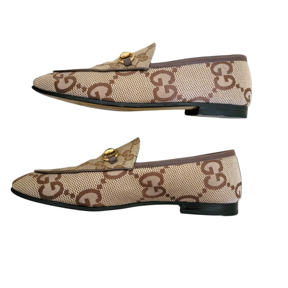 Gucci Monogram GG Horsebit Jordaan Loafers Canvas Brown Logo 7.5 37.5 431467 - Picture 3 of 13